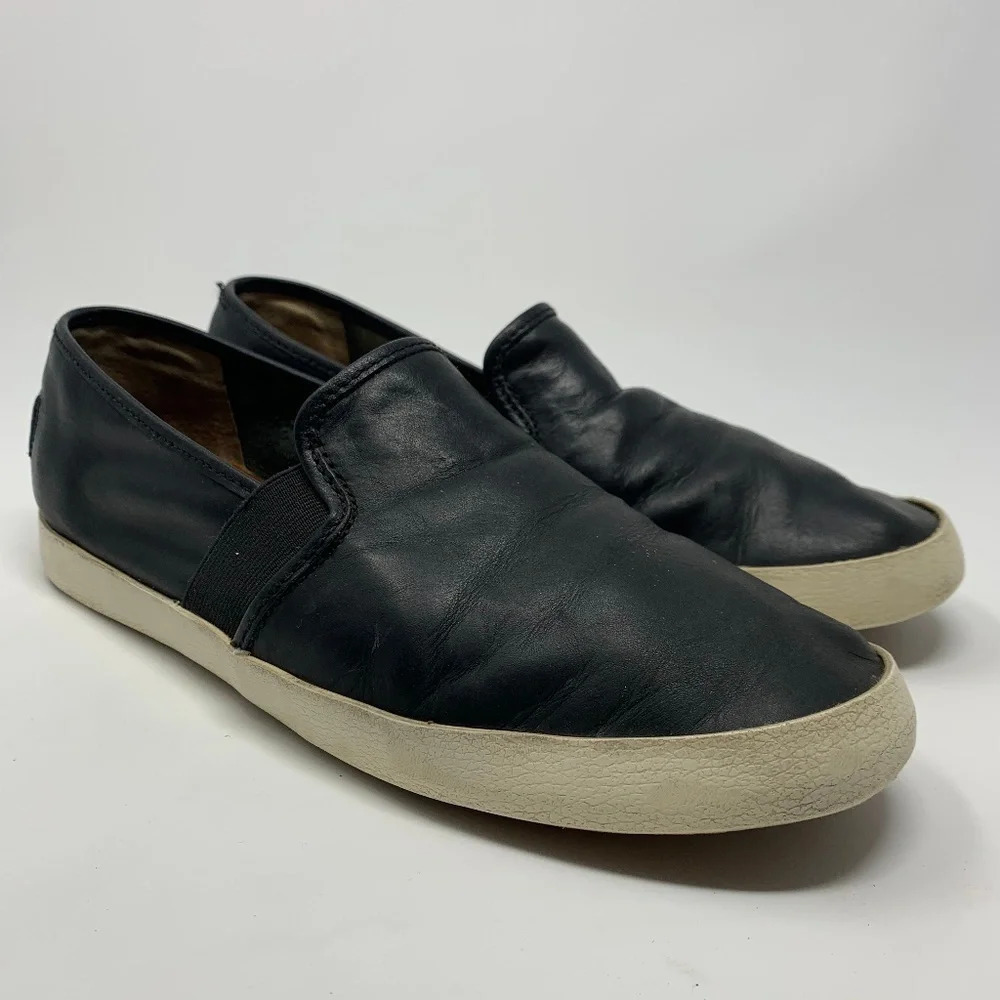 Frye Dylan‎ Slip On Sneakers in Black Leather Size 8.5